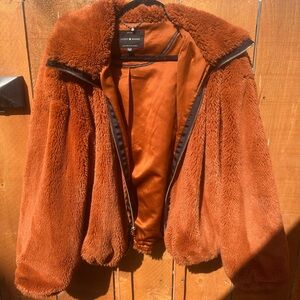 Lucky Brand Burnt Orange Faux Fur Coat